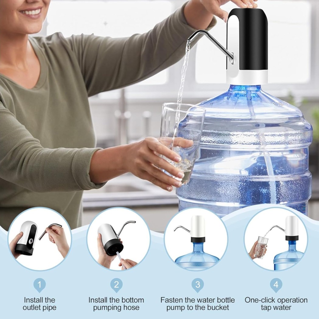 Automatic Wireless Water Dispenser, USB Rechargeable Portable Water Can Dispenser for Home,Office,Easy One-Touch Operation